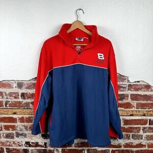 Vintage NASCAR Jacket Size Large Red Blue Fleece 1/4 Zip Dale Earnhardt Jr 8 Y2K